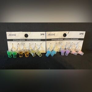 6 Pairs Colorful Bubble Tea Earrings Sets